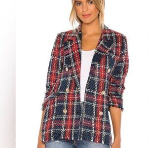Blank NYC Plaid Double Breasted Prep School Blazer size Large